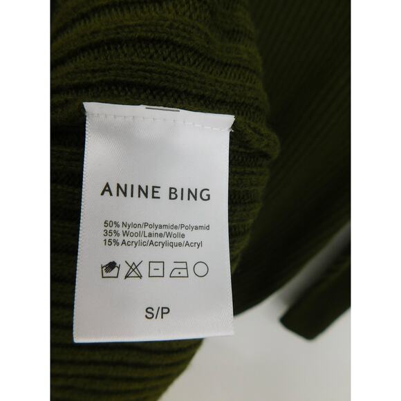 Anine Bing‎ Women's Army Green Aurora Rib Knit Side Slit Midi Dress Size Small - Picture 5 of 7